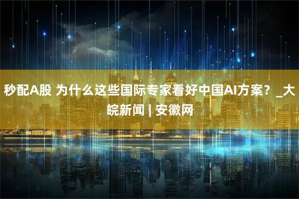 秒配A股 为什么这些国际专家看好中国AI方案？_大皖新闻 | 安徽网